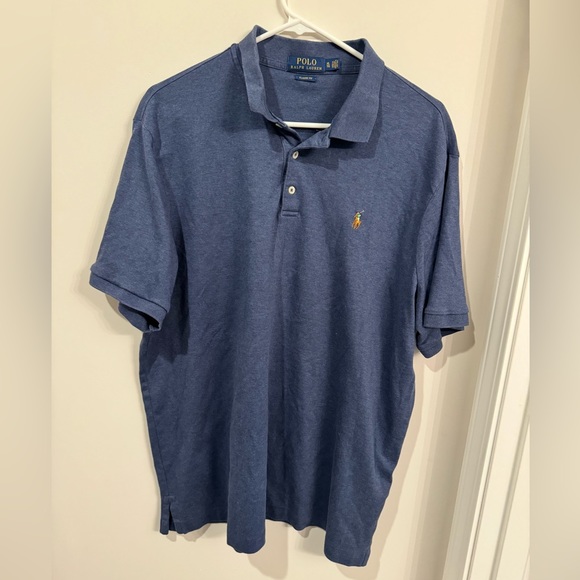 Polo Ralph Lauren Shirt Adult XL Short Sleeve‎ Custom Slim Fit Navy W/ Pony Mens - Picture 1 of 4